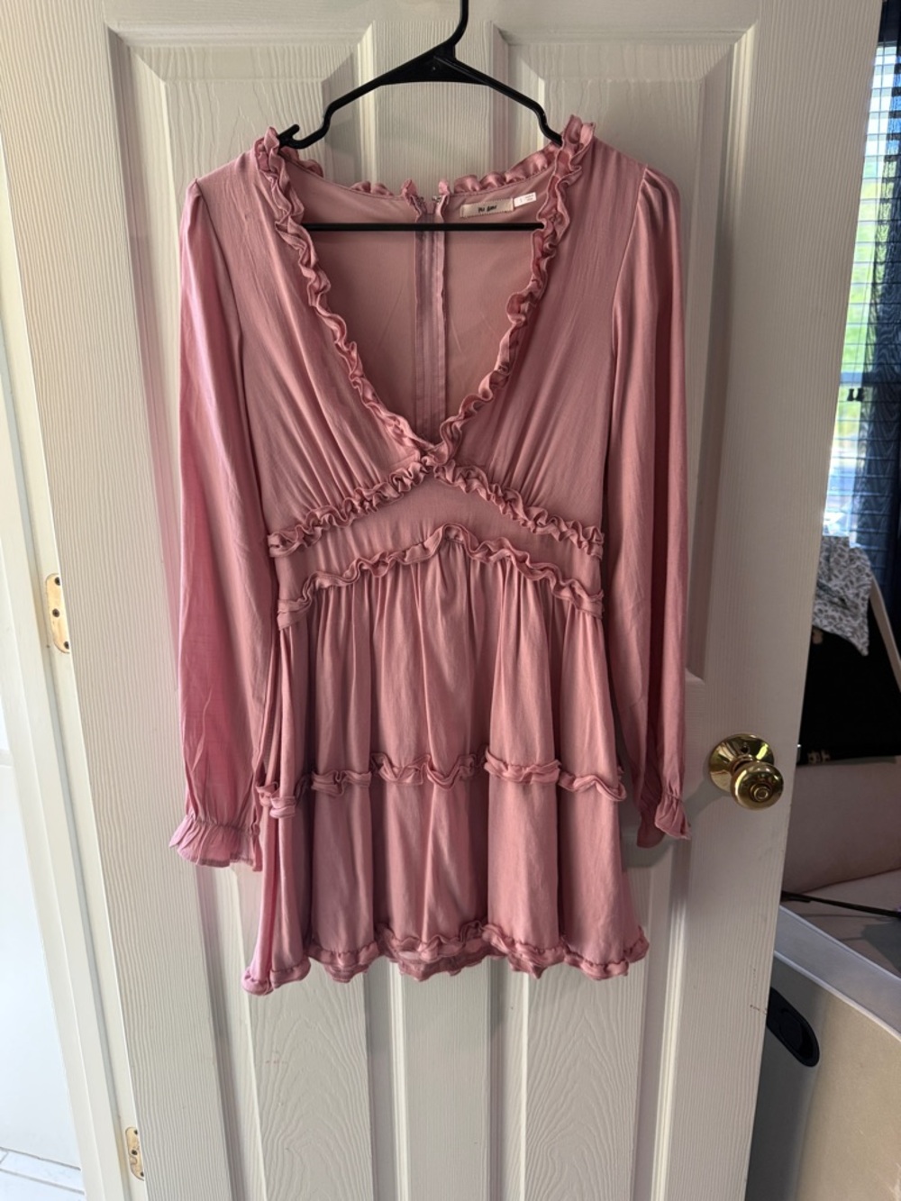 Milly Dusty Pink Ruffle Neck Blouse